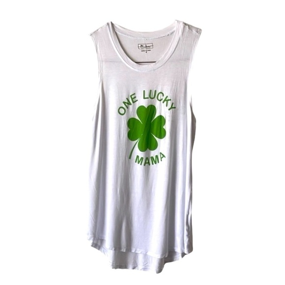Miken Flow White One Lucky Mama Tank Top Medium - Picture 2 of 11